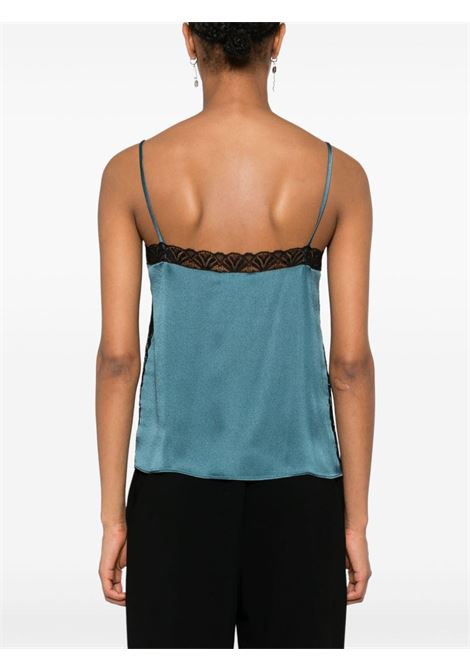 Teal blue and black lace-detail satin top Alberta Ferretti - women ALBERTA FERRETTI | 080366190324